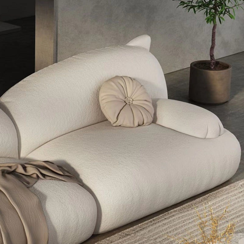 Modernism Cream Cat-Shaped Sofa Pillow Top Arm Wool Sofa - 39.37" D Clearhalo 'furn' 'furn_sofas' 'Furniture' 'Living Room Furniture' 'Sofa' 'sofas' 5765295