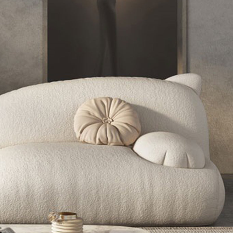 Modernism Cream Cat-Shaped Sofa Pillow Top Arm Wool Sofa - 39.37" D Clearhalo 'furn' 'furn_sofas' 'Furniture' 'Living Room Furniture' 'Sofa' 'sofas' 5765299