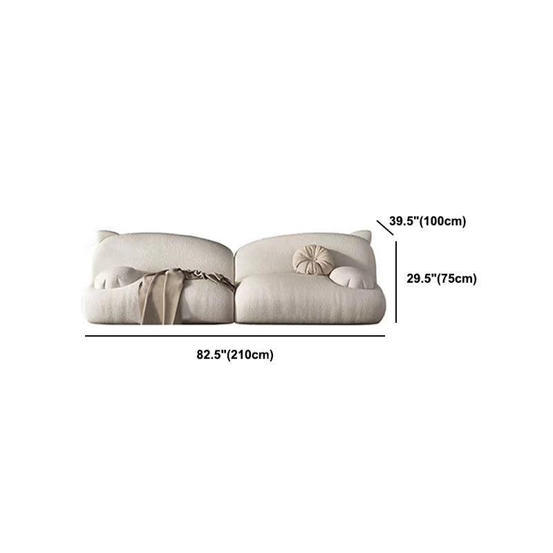 Modernism Cream Cat-Shaped Sofa Pillow Top Arm Wool Sofa - 39.37" D Clearhalo 'furn' 'furn_sofas' 'Furniture' 'Living Room Furniture' 'Sofa' 'sofas' 5765300