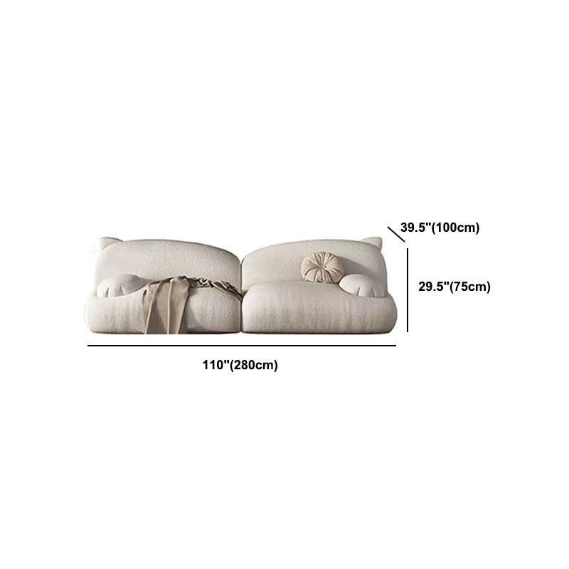 Modernism Cream Cat-Shaped Sofa Pillow Top Arm Wool Sofa - 39.37" D Clearhalo 'furn' 'furn_sofas' 'Furniture' 'Living Room Furniture' 'Sofa' 'sofas' 5765302