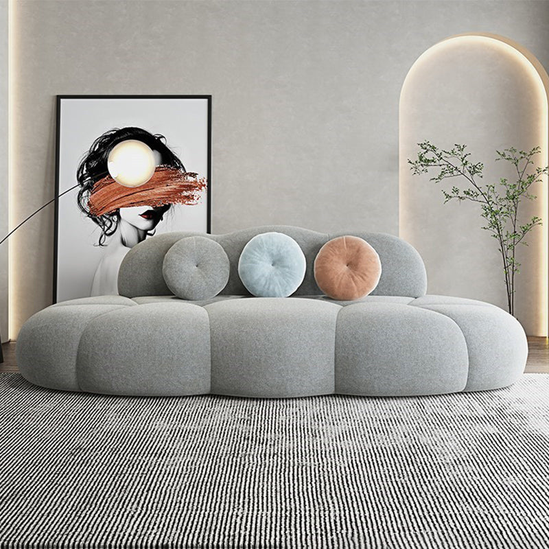 Sofá de lana de sofá curva sin brazo contemporáneo con espalda apretada para sala de estar