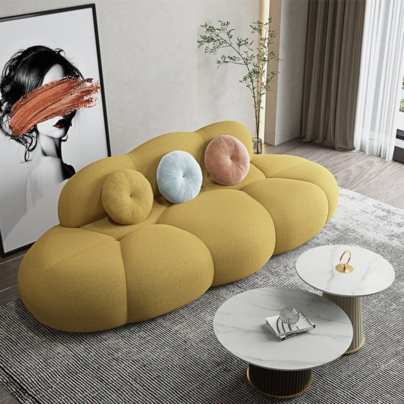 Sofá de lana de sofá curva sin brazo contemporáneo con espalda apretada para sala de estar