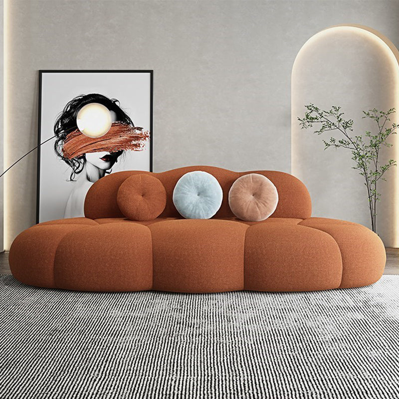Sofá de lana de sofá curva sin brazo contemporáneo con espalda apretada para sala de estar