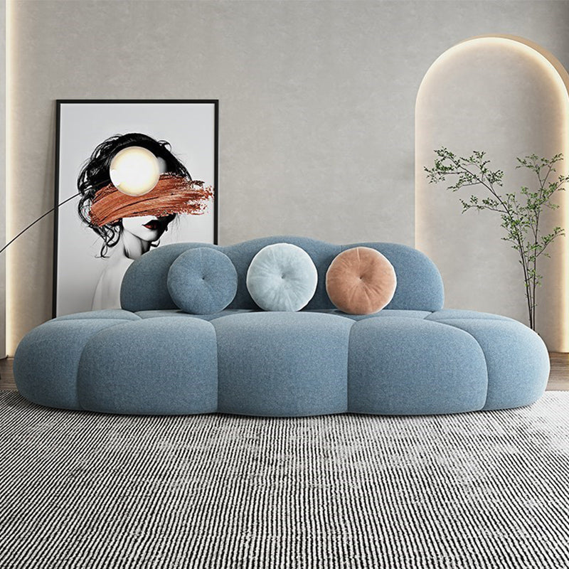 Sofá de lana de sofá curva sin brazo contemporáneo con espalda apretada para sala de estar