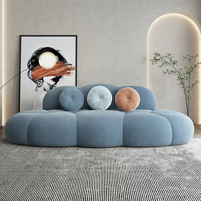 Sofá de lana de sofá curva sin brazo contemporáneo con espalda apretada para sala de estar