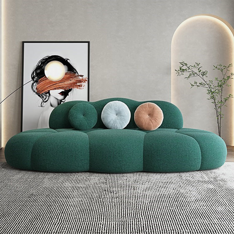 Sofá de lana de sofá curva sin brazo contemporáneo con espalda apretada para sala de estar