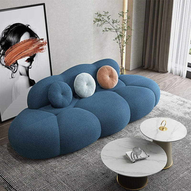 Sofá de lana de sofá curva sin brazo contemporáneo con espalda apretada para sala de estar