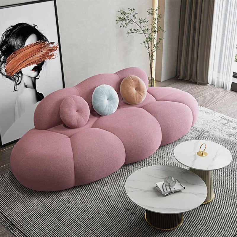 Sofá de lana de sofá curva sin brazo contemporáneo con espalda apretada para sala de estar