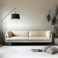 Modern Beige Faux Leather Sofa 38.58" D Tuxedo Arm Cushions Seating