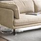 Modern Beige Faux Leather Sofa 38.58" D Tuxedo Arm Cushions Seating
