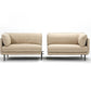 Modern Beige Faux Leather Sofa 38.58" D Tuxedo Arm Cushions Seating