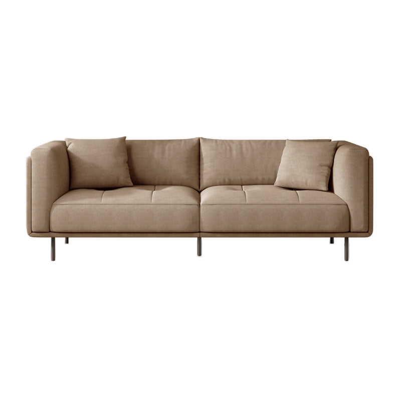 Contemporary Tuxedo Arm Cushions Sofa Faux Leather Standard Sofa with Pillows 87"L x 37"W x 31.5"H Brown Clearhalo 'furn' 'furn_sofas' 'Furniture' 'Living Room Furniture' 'Sofa' 'sofas' 5765340