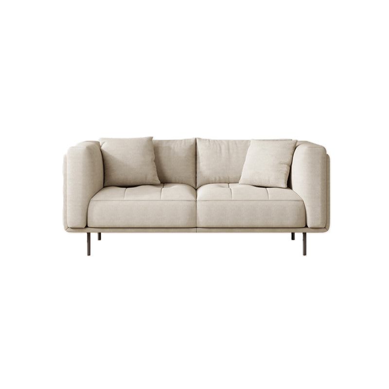 Contemporary Tuxedo Arm Cushions Sofa Faux Leather Standard Sofa with Pillows 71"L x 37"W x 31.5"H Off-White Clearhalo 'furn' 'furn_sofas' 'Furniture' 'Living Room Furniture' 'Sofa' 'sofas' 5765350