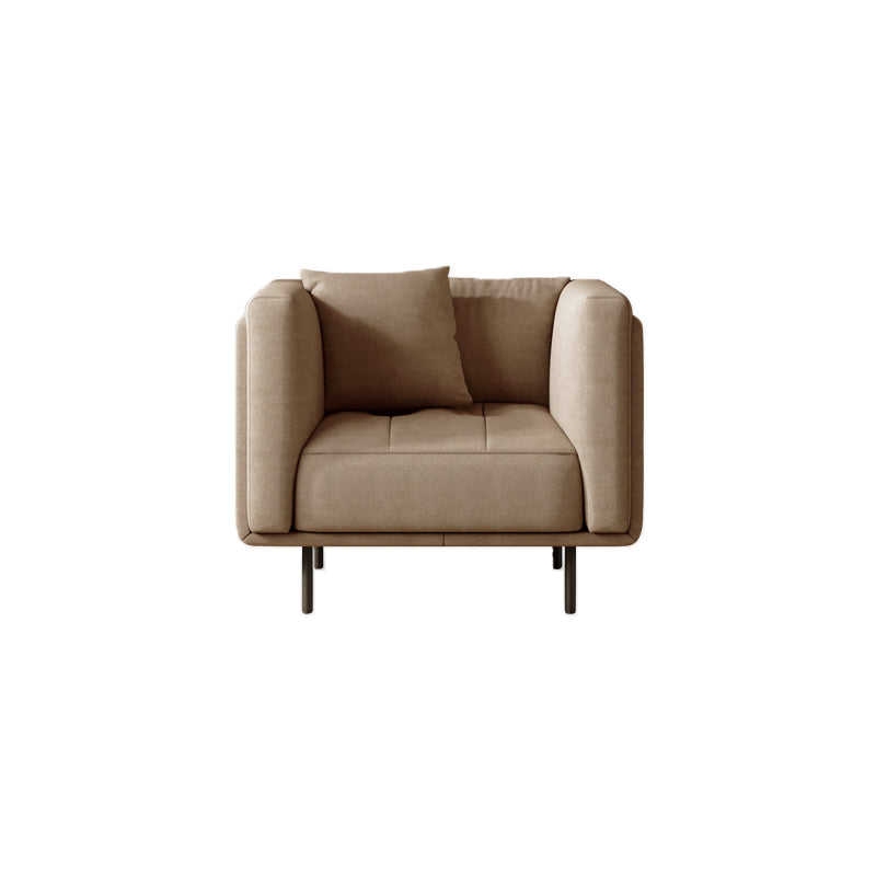 Contemporary Tuxedo Arm Cushions Sofa Faux Leather Standard Sofa with Pillows 37"L x 37"W x 31.5"H Brown Clearhalo 'furn' 'furn_sofas' 'Furniture' 'Living Room Furniture' 'Sofa' 'sofas' 5765353