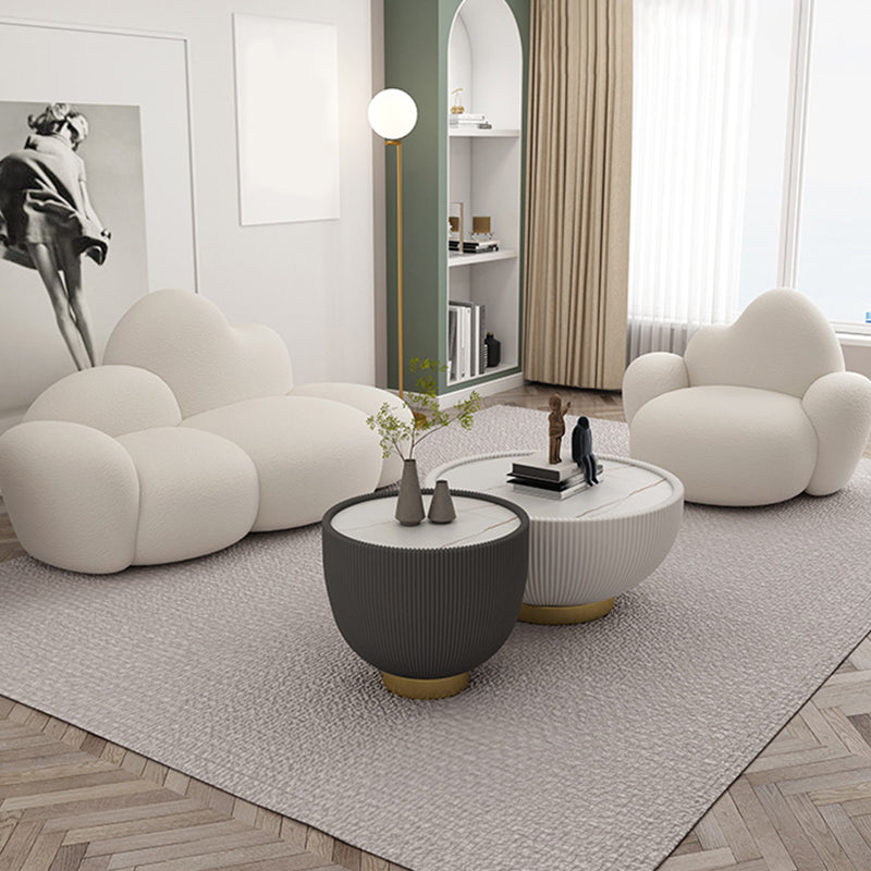 Divano curvo in lana bianca moderna di divano a braccio quadrato da 37,40 "per appartamento