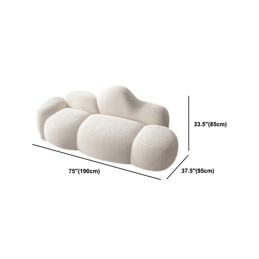 Witte wol gebogen bank modern 37,40 "hoge vierkante armbank voor appartement