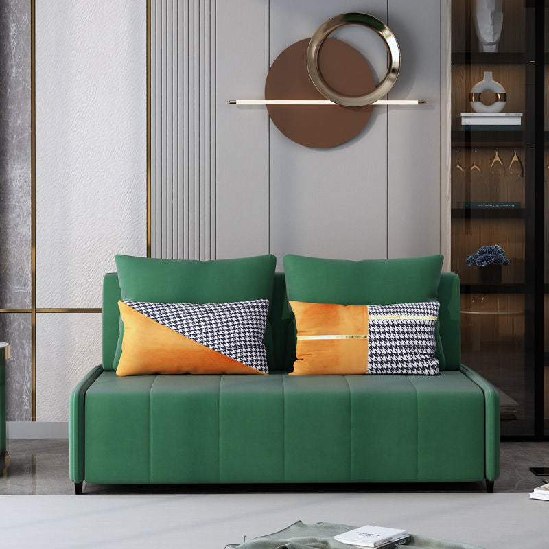 Faux Ledersofa Bett mit Aufbewahrung modernes dunkelgrünes Sofa mit Kissen