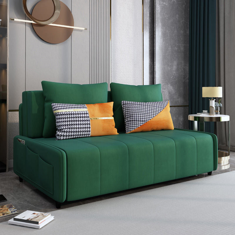 Faux Ledersofa Bett mit Aufbewahrung modernes dunkelgrünes Sofa mit Kissen