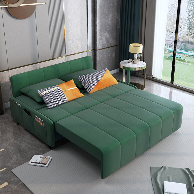 Faux Ledersofa Bett mit Aufbewahrung modernes dunkelgrünes Sofa mit Kissen