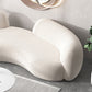 Beige Recessed Arm Curved Sofa Wool Contemporary Sofa for Apartment