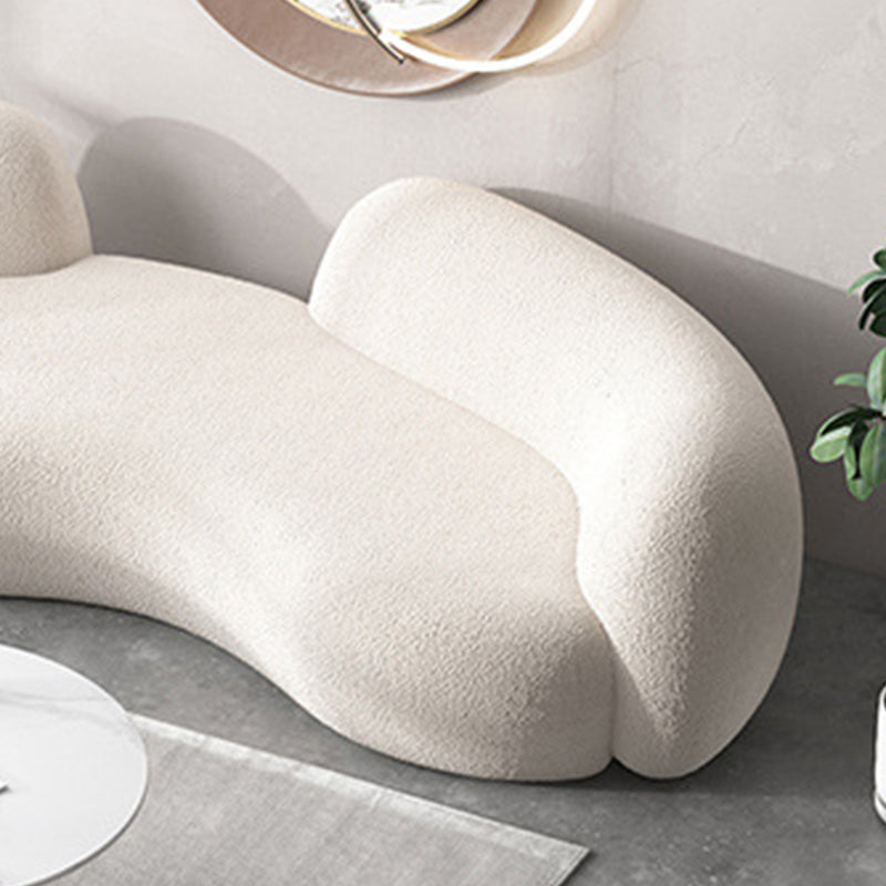 Beige Recessed Arm Curved Sofa Wool Contemporary Sofa for Apartment