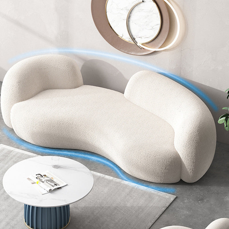 Beige Recessed Arm Curved Sofa Wool Contemporary Sofa for Apartment