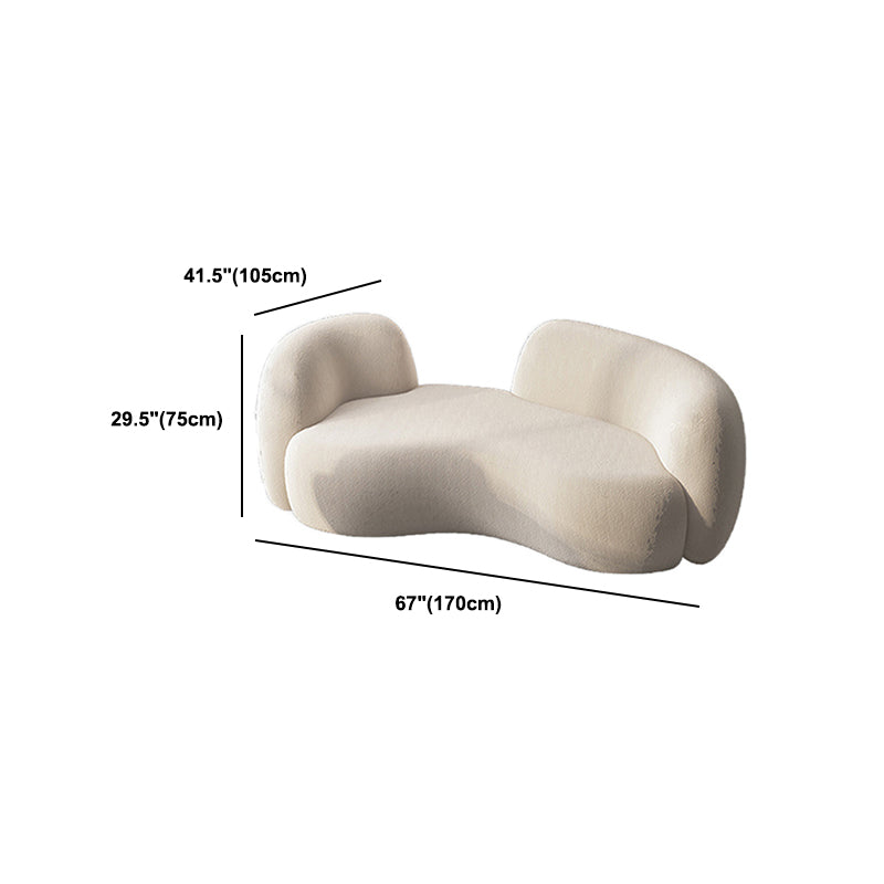 Beige Recessed Arm Curved Sofa Wool Contemporary Sofa for Apartment