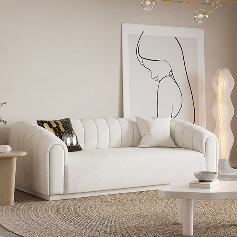 Contemporary Sewn Pillow Back Sofa Tuxedo Arm Wool Sofa - 2/3-Seater Cream Clearhalo 'furn' 'furn_sofas' 'Furniture' 'Living Room Furniture' 'Sofa' 'sofas' 5765405