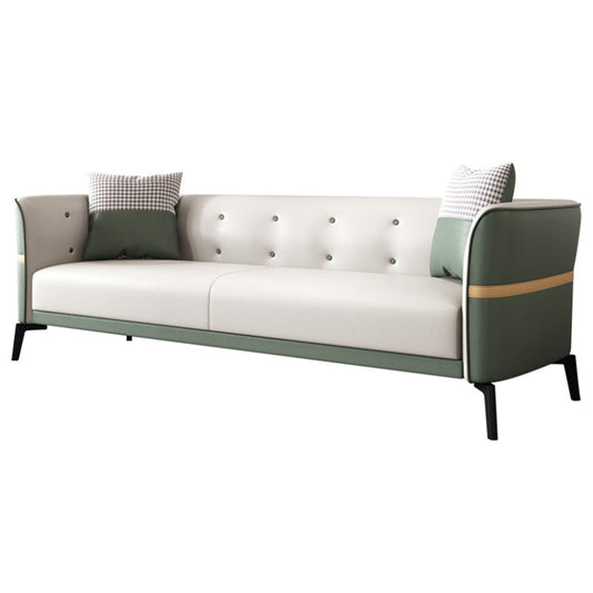 Faux Ledertuxedo Armsofa Fleckenfestes 3 -Sitzer -Sofa mit Tufted Rücken