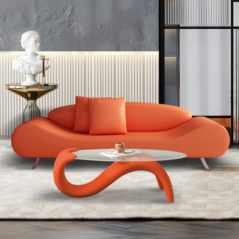 Sofa incurvé sans bras en cuir en faux cuir 27,55 "de large canapé contemporain, résistant aux taches