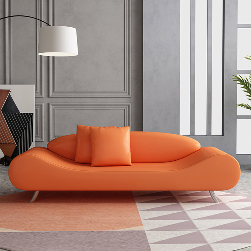 Sofa incurvé sans bras en cuir en faux cuir 27,55 "de large canapé contemporain, résistant aux taches