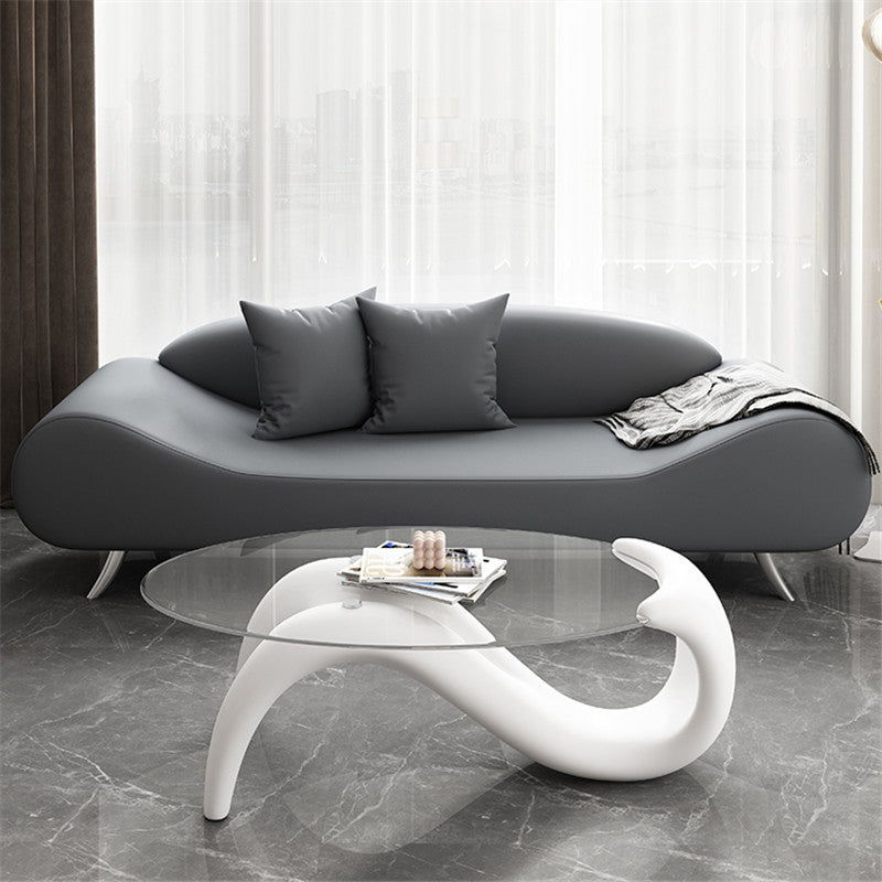 Sofa incurvé sans bras en cuir en faux cuir 27,55 "de large canapé contemporain, résistant aux taches