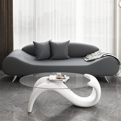 Sofa incurvé sans bras en cuir en faux cuir 27,55 "de large canapé contemporain, résistant aux taches