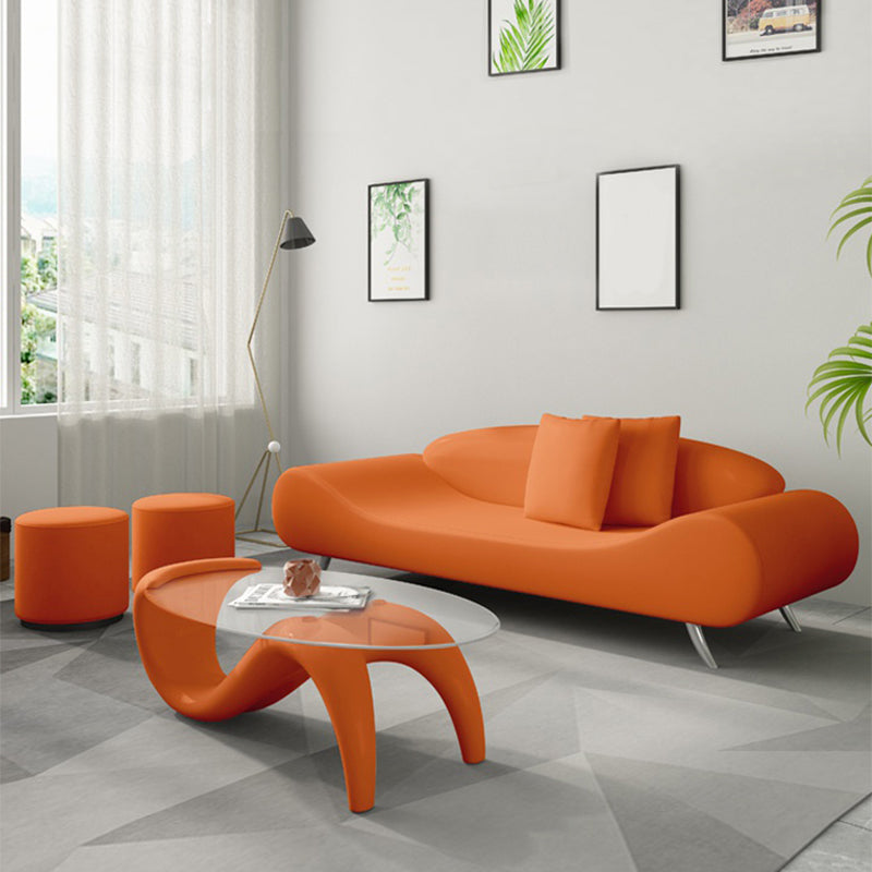 Sofa incurvé sans bras en cuir en faux cuir 27,55 "de large canapé contemporain, résistant aux taches