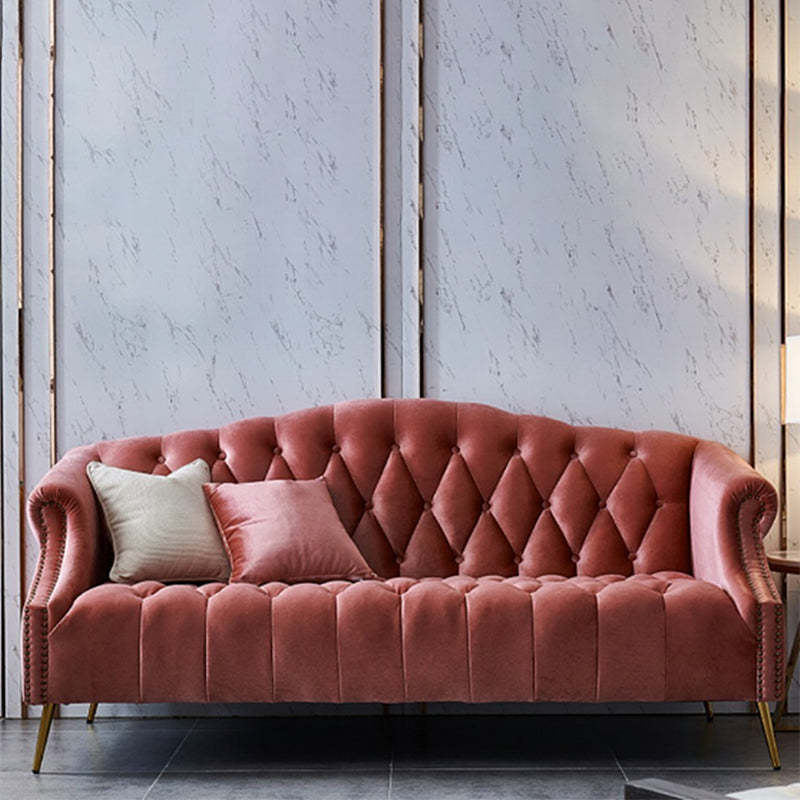 Canapé en velours canapé de bras roulé contemporain 37,40 "de haut pour l'appartement