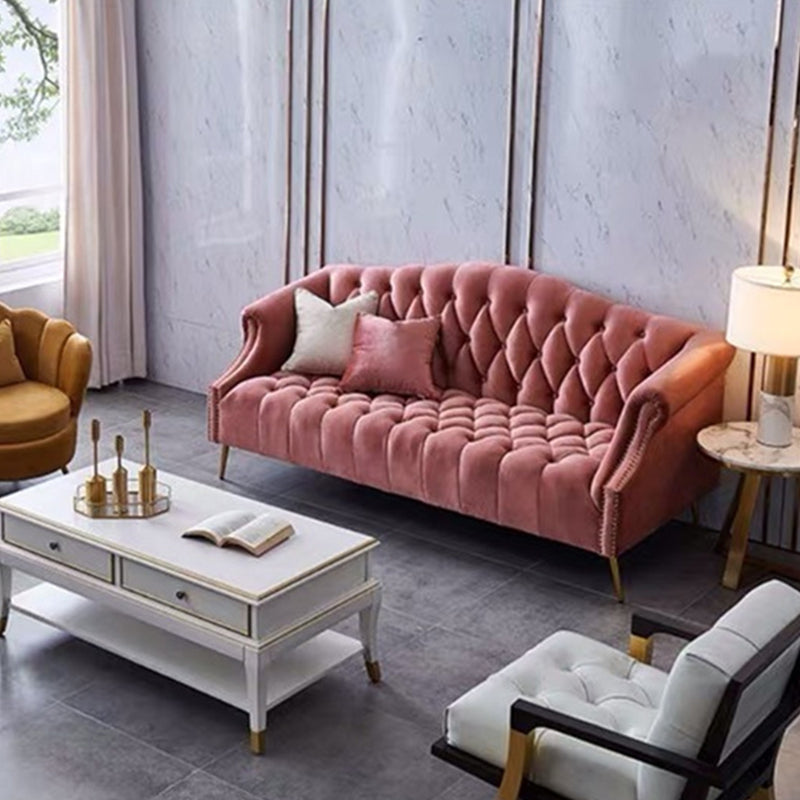 Canapé en velours canapé de bras roulé contemporain 37,40 "de haut pour l'appartement