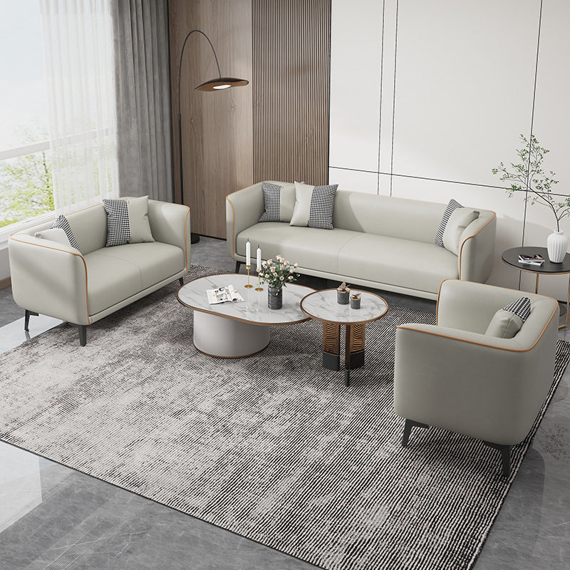 Tuxedo Arm Standard Sofa 25,98 "H Moderne stijl Single Cushion Faux lederen bank