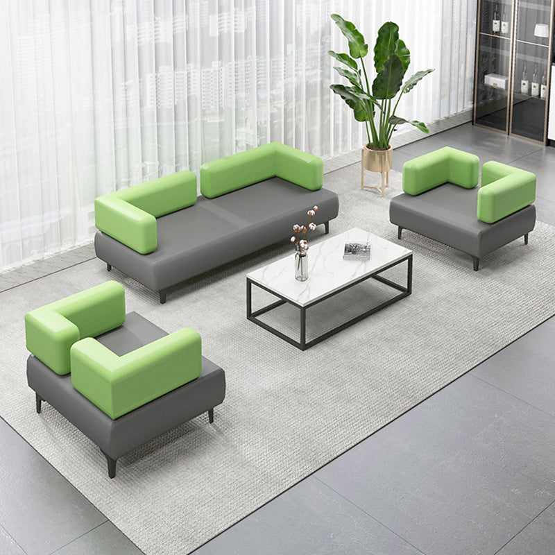 29.53 "H Sofá de cuero Faux Sofá con brazo de esmoquin contemporáneo en gris