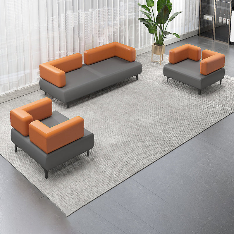 29.53 "H Sofá de cuero Faux Sofá con brazo de esmoquin contemporáneo en gris