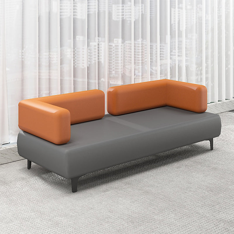 29.53 "H Sofá de cuero Faux Sofá con brazo de esmoquin contemporáneo en gris