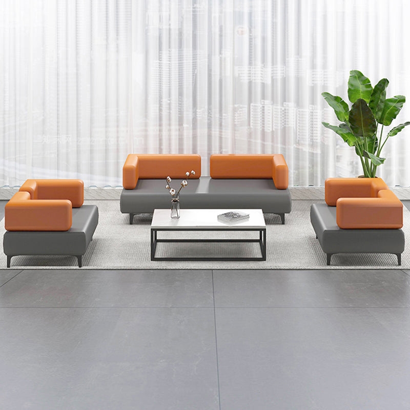 29.53 "H Sofá de cuero Faux Sofá con brazo de esmoquin contemporáneo en gris