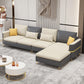 Contemporary 4-Seater Sectional with Square Arms for Living Room Dark Gray-White Right Memory Foam Clearhalo 'furn' 'furn_sectionals' 'Furniture' 'Living Room Furniture' 'Sectionals' 5765709