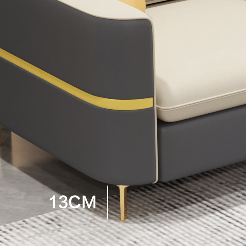 Contemporary 4-Seater Sectional with Square Arms for Living Room Clearhalo 'furn' 'furn_sectionals' 'Furniture' 'Living Room Furniture' 'Sectionals' 5765715