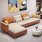 Contemporary 4-Seater Sectional with Square Arms for Living Room Beige Orange Left Clearhalo 'furn' 'furn_sectionals' 'Furniture' 'Living Room Furniture' 'Sectionals' 5765720
