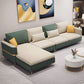 Contemporary 4-Seater Sectional with Square Arms for Living Room White Green Left Clearhalo 'furn' 'furn_sectionals' 'Furniture' 'Living Room Furniture' 'Sectionals' 5765722