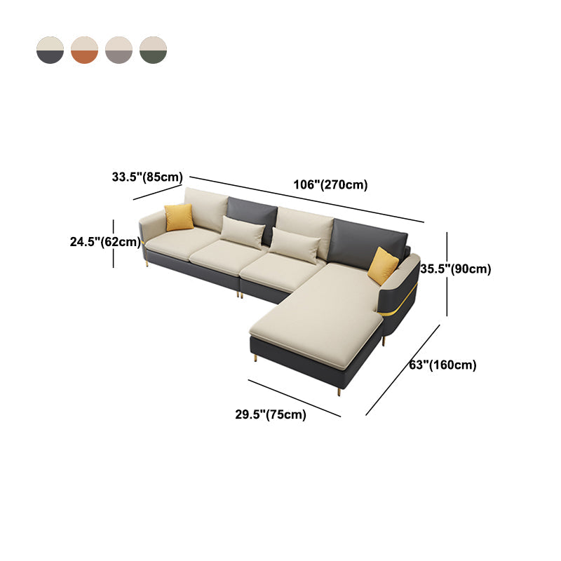 Contemporary 4-Seater Sectional with Square Arms for Living Room Clearhalo 'furn' 'furn_sectionals' 'Furniture' 'Living Room Furniture' 'Sectionals' 5765725