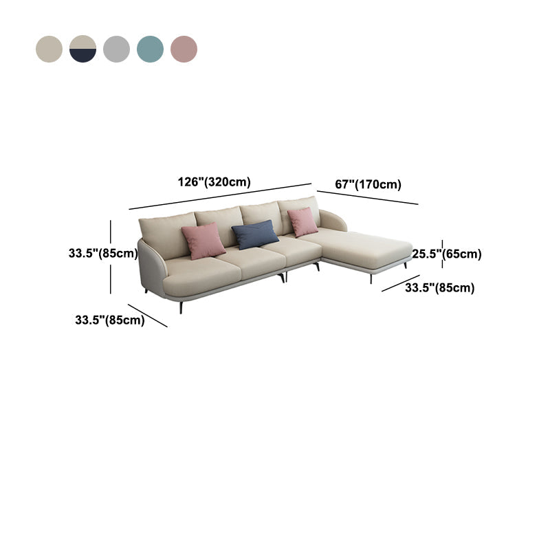 L-Shape Sectional with Sloped Arms and Pillow Back for 4 People