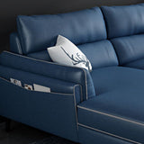 L-Shape Faux Leather Sectional with Recessed Arms and Storage