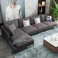 Square 4-Seater Sectional with Pillows Back in Linen Blend L-shape Sectional Dark Gray Left Memory Foam Clearhalo 'furn' 'furn_sectionals' 'Furniture' 'Living Room Furniture' 'Sectionals' 5765798