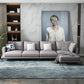 Square 4-Seater Sectional with Pillows Back in Linen Blend L-shape Sectional Grey Right Memory Foam Clearhalo 'furn' 'furn_sectionals' 'Furniture' 'Living Room Furniture' 'Sectionals' 5765803